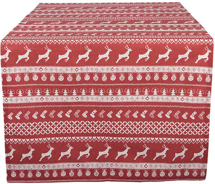 Clayre & Eef Tafelloper 50x140 cm Rood Katoen Hert