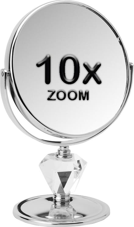 Metalen spiegel diamant make up spiegel 10x vergroting - Ø15cm