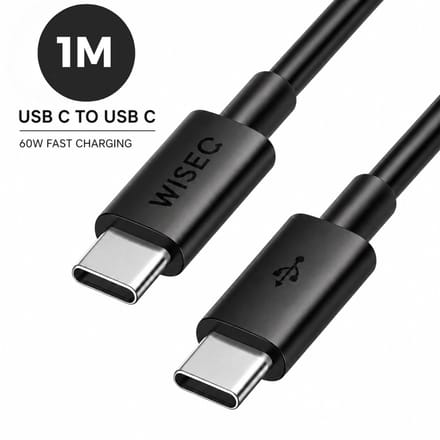 USB C naar USB C kabel 1 meter – USB C oplaadkabel – snellaadkabel – geschikt voor Samsung en iPhone zwart – WiseQ