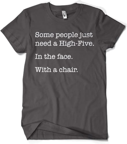 Hybris T-shirt ‘Some People Just Need A High Five’ donkergrijs