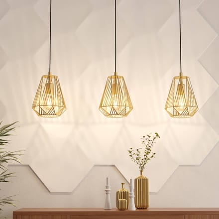 EGLO Stype hanglamp, goudkleurig, lengte 96 cm, staal, 3-lamps.
