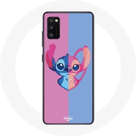 Samsung Galaxy A41 hoesje Stitch en engel blauw roze