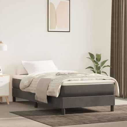 vidaXL - Boxspring - bed - 90x200 - cm - fluweel - donkergrijs