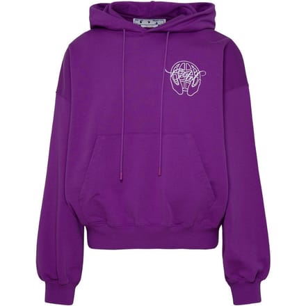 Gebroken wit handpijlontwerp Boxy Fit paarse oversized hoodie