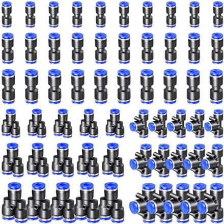 60 Stuks Pneumatische Koppelingen 4mm/6mm/8mm - Snelkoppelingen voor Luchtleidingen