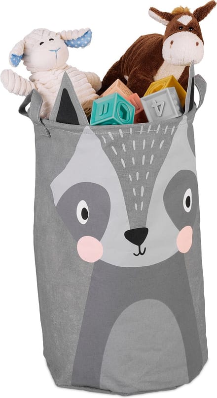 speelgoedmand kinderen - wasbeer - opvouwbaar - 55 x 33 cm - kinderkamer