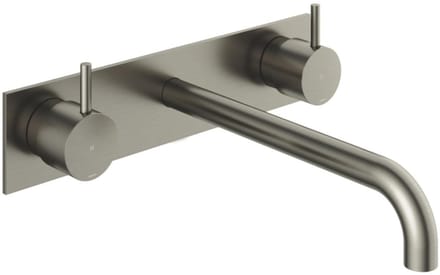 Hotbath Cobber CB006TEXT25 afbouwdeel wastafelkraan 3-gats met achterplaat en 25cm uitloop geborsteld nikkel