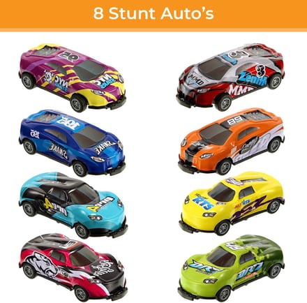 Stunt Auto's - Speelgoed Auto - Set van 8 stuks - Veilig voor kinderen