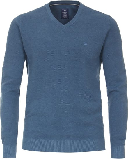 Redmond heren trui katoen - V-hals - blauw (middeldik)