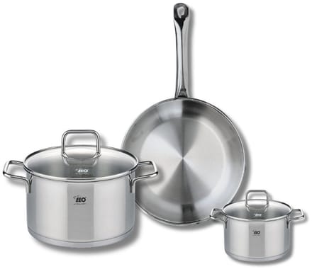 Set van 1 Koekenpan 24 cm en 2 kookpotten 12 en 20 cm Elo Profi Citrin