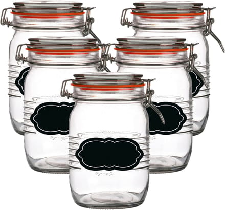 Weckpot/inmaakpot - 10x - 1L - glas - met beugelsluiting - incl. etiketten