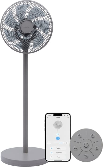 Evolar Smart Ventilator Staand - 36W - Incl. Accu - Statiefventilator - Ambient Light - WiFi - App & Afstandsbediening - EVO-SF36GW