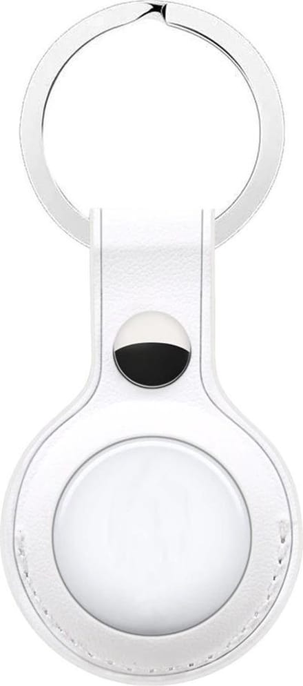 Sleutelhanger geschikt voor Apple AirTag - Premium Leer AirTag hanger - Wit