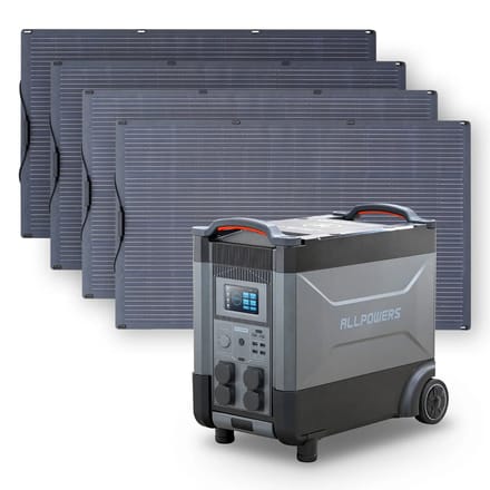 ALLPOWERS Solar Generator Kit 4000W (R4000 + SF200 200W Flexible Solar Panel) - R4000+4PCS SF200 200W Solar Panel