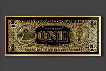Dollar One schilderij op plexiglas 120x50cm