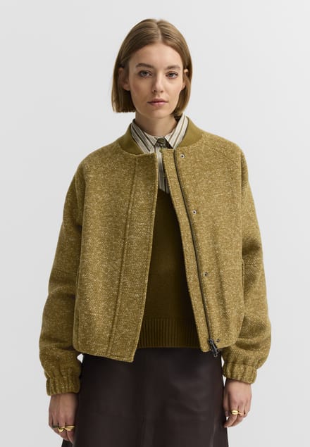 Bugatti Damen Bomberjack met tweedlook en collegekraag