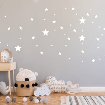 Set van 130 sterrenstickers - 85x155cm - wit - kerststickers - feestdecoraties