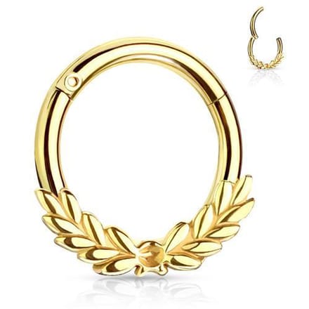 Piercing laurel leafs 1.2x8 - goud - LMPiercings