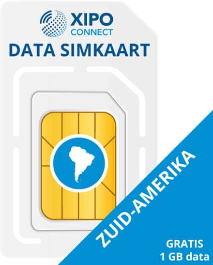 XIPO CONNECT - Data Simkaart Zuid-Amerika + 1GB Data