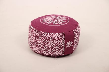 Om Namaste Design Meditatiekussen Zitkussen - Rond - Paars met Wit