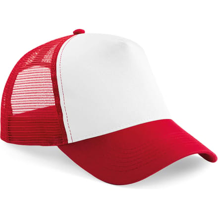 Beechfield Kinderpet in mesh, verstelbaar aan de achterkant. B640B - Classic Red / White - One size