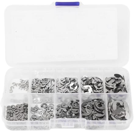 E-Type Elastische Ringen en Veertjes - 580 Stuks Rvs met Opbergdoos voor Klusprojecten en DIY