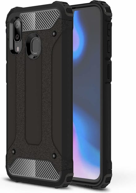 Ntech Hoesje Geschikt Voor Samsung Galaxy A40 Hybrid Armor Hoesje - Zwart