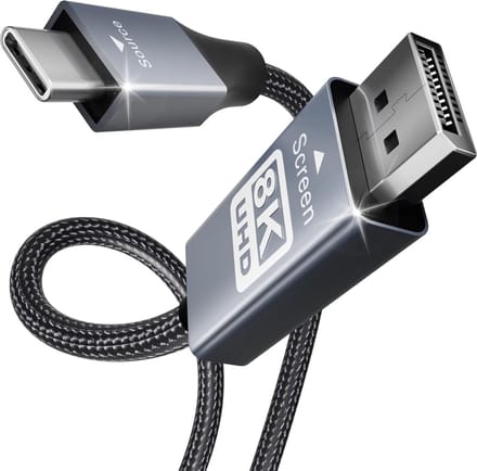 Benfei 8k USB-C naar Displayport Kabel 1.8M - 8K 60hz Kabel - Zilver