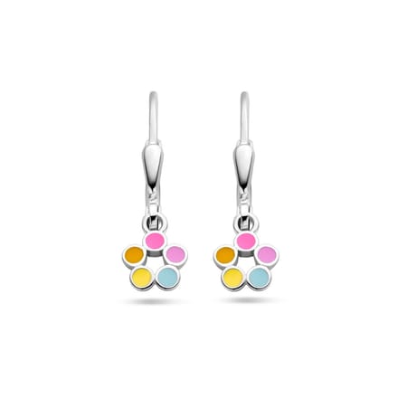 Zilver Gerhodineerd Oorhangers Bloem Brisur Haak 1337862
