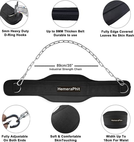 Pull Up rugondersteuning verzwaarde riem met ketting voor power training - vrouwen en mannen dip belt