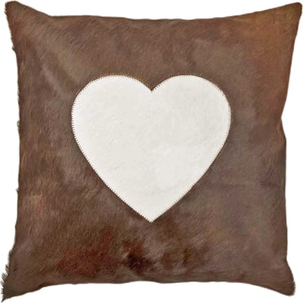 kussen koe hart bruin 45x45cm