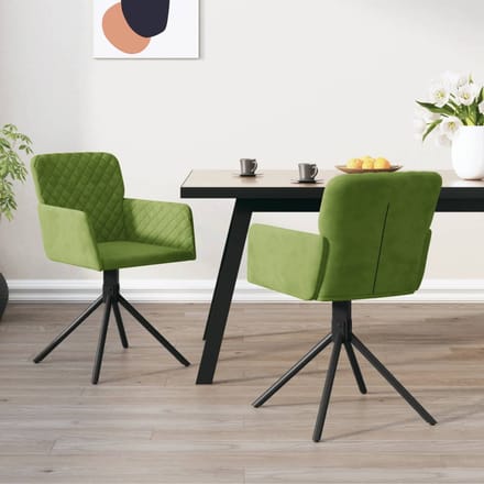 vidaXL - Eetkamerstoelen - draaibaar - 2 - st - fluweel - lichtgroen