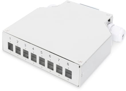 DIGITUS DN-96891 Din Rail Splice Box for 8 LC/DX couplers Color grey