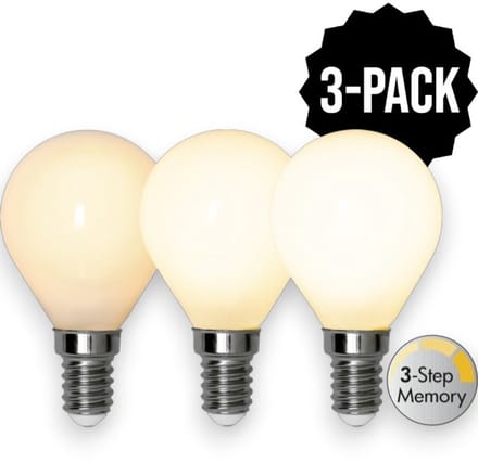 3-Pack | 3 standen - Kogellamp - E14 - 4W - Extra Warm Wit - 2700K - Opaal