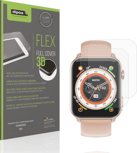 dipos FLEX – 2x Matte Screenprotector geschikt voor IOWODO Q9 | Volledige Schermbescherming | Case-Friendly