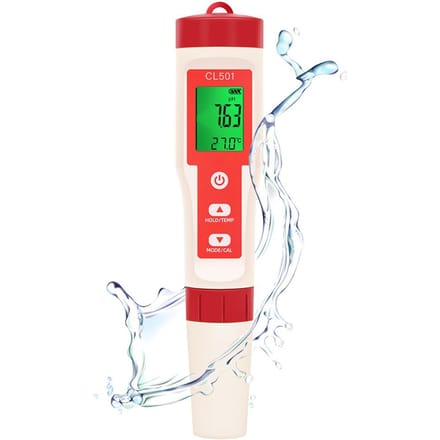 5in1 Waterkwaliteitstestpen Chloor PH ORP H2 Temperatuur Testmeter Multifunctioneel Maricultuur veelkleurig