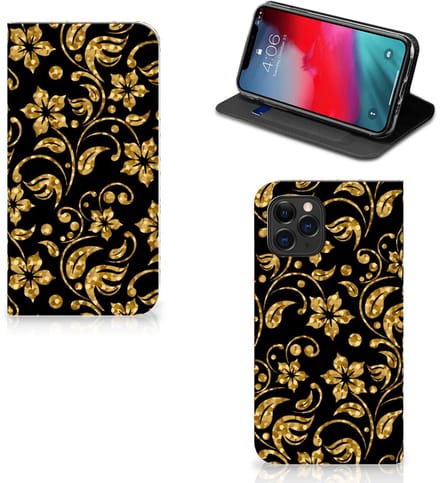 Apple iPhone 11 Pro Smart Cover Gouden Bloemen