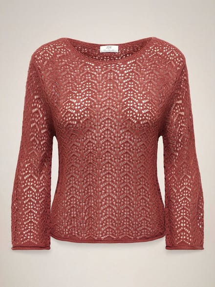 Jacqueline de Yong Trui Jdymika 3/4 Boat Neck Pullover Knt 15384301 Smoked Paprika Dames Maat - S