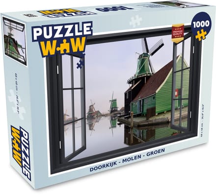Puzzel Doorkijk - Molen - Groen - Legpuzzel - Puzzel 1000 stukjes volwassenen