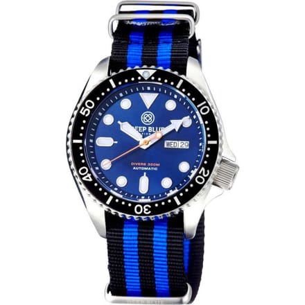 Deep Blue Watches MILBLKBLUENYLON Heren Horloge Automatic 44mm 300M