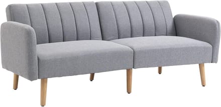 2-zits slaapbank met kantelbare rugleuning - Scandinavisch design, grijze stof
