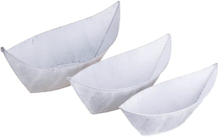 Bloempot, bootvormig, metaal, wit/zilver, 54,5/48/42 cm, set van 3