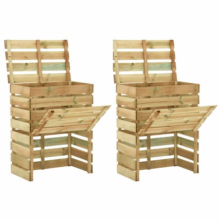 vidaXL - Latten - tuincomposter - 2 - pcs - Groen - 110 - x - 58 - x - 113 - cm
