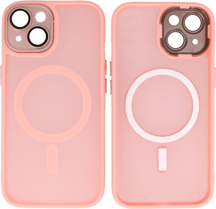 Hoesje Geschikt voor de iPhone 14 / iPhone 13 - Mat-Transparent met Camera Beschermer Magnetic Case - Roze