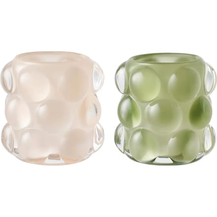 Yva kandelaar set van 2 beige, groen.
