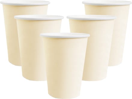 Santex feest/verjaardag bekertjes - 20x stuks - karton - creme - 270 ml