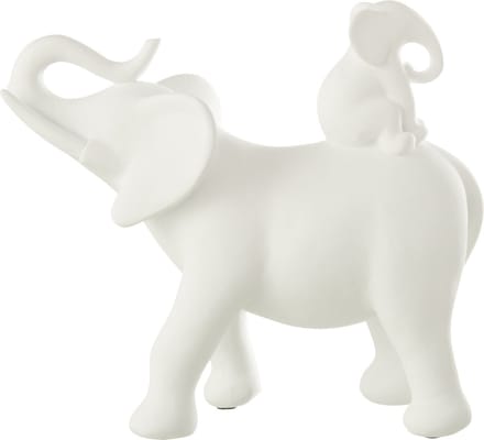 J-Line decoratie Olifant Draagt Baby - polyresin - wit
