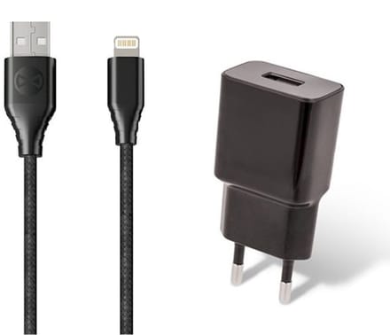 OneOne 2A lader + 1,5m stevige OneOne Lightning kabel. Universele oplader adapter. past op Apple iPhone 5, iPhone 5c, iPhone 5s, iPhone 6, 6 Plus, 6s, iPhone 7, 7 Plus, iPhone 8, 8 Plus, iPhone SE, iPhone X