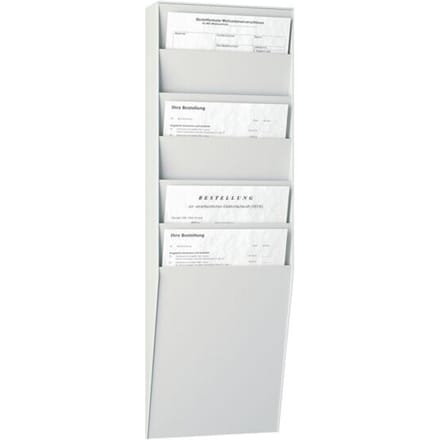 Paperflow wandfolderhouder A4 hoog 6 vakken, grijs