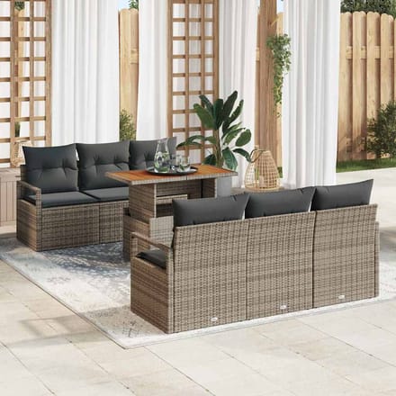 vidaXL - Tuinbank - Set - 7 - st - 6-Aantal - zitplaatsen - Grijs